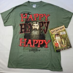 "Happy Happy Happy" Duck Dynasty T-shirt size Medium & Book